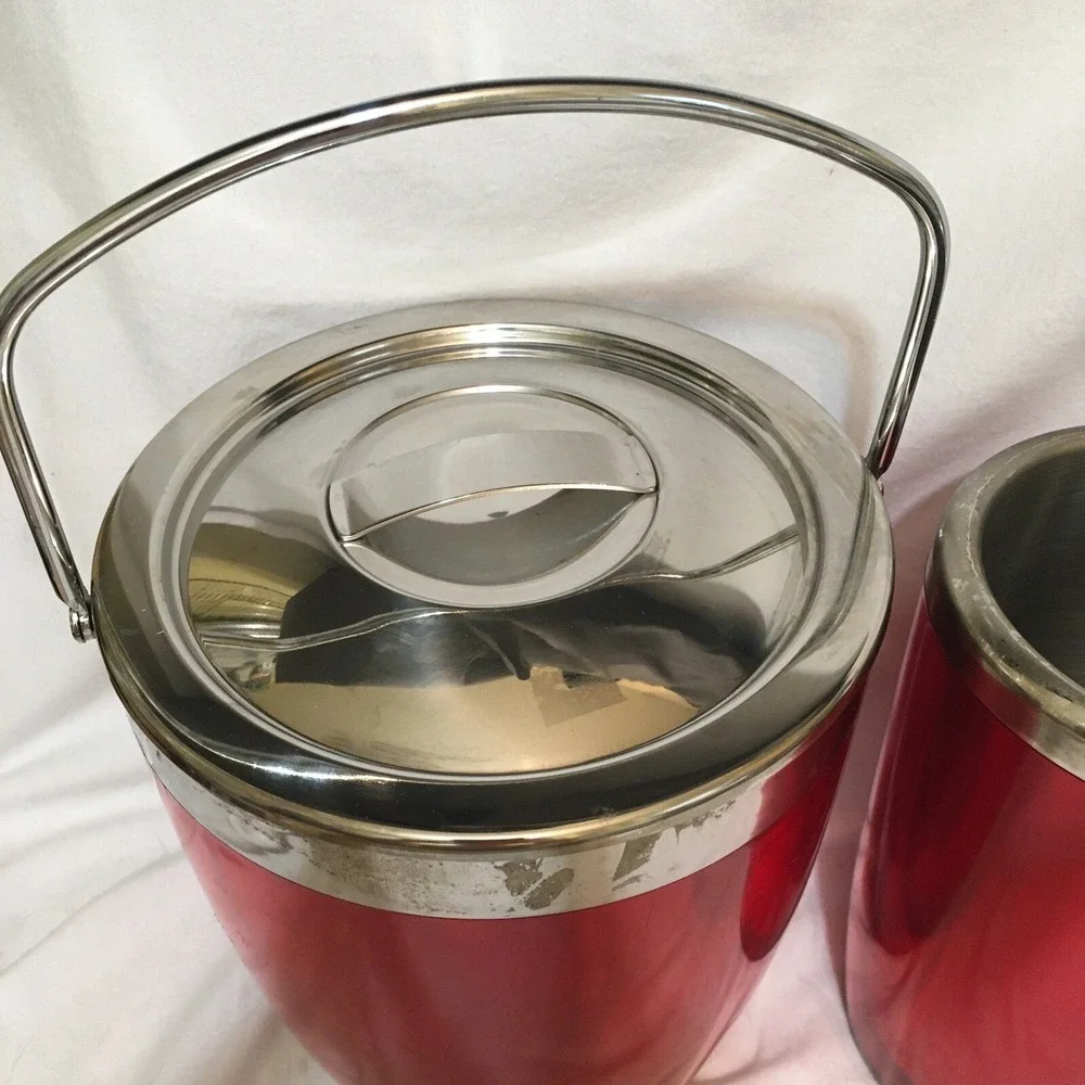 Bar Set Wine Chiller‎ Cocktail Shaker Ice Bucket Red Acrylic S.Steel Valentines